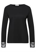 Langarm Shirt mit Rundhals und Spitze black