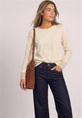 Langarm Shirt mit Rundhals und Spitze pure beige