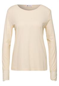 Langarm Shirt mit Rundhals und Spitze pure beige