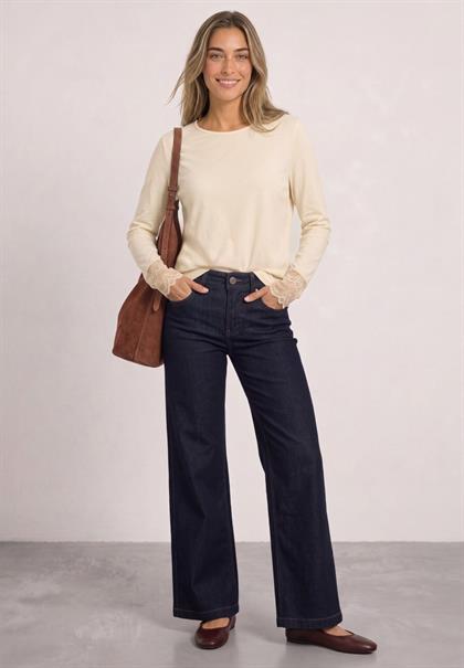 Langarm Shirt mit Rundhals und Spitze pure beige