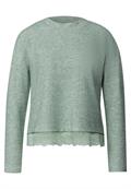 Langarm Shirt mit Rundhals und Spitzenborte eucalyptus green mel.