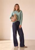 Langarm Shirt mit Rundhals und Spitzenborte eucalyptus green mel.