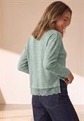 Langarm Shirt mit Rundhals und Spitzenborte eucalyptus green mel.