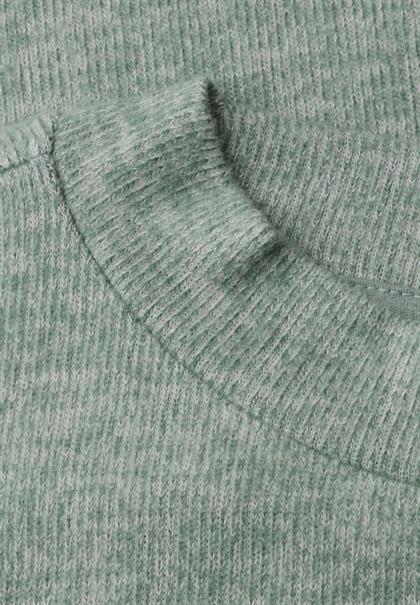 Langarm Shirt mit Rundhals und Spitzenborte eucalyptus green mel.