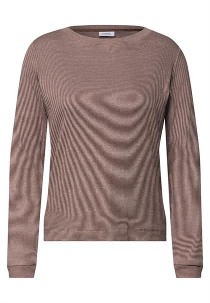 Langarm Shirt mit schmalem Streifenmuster mocha brown