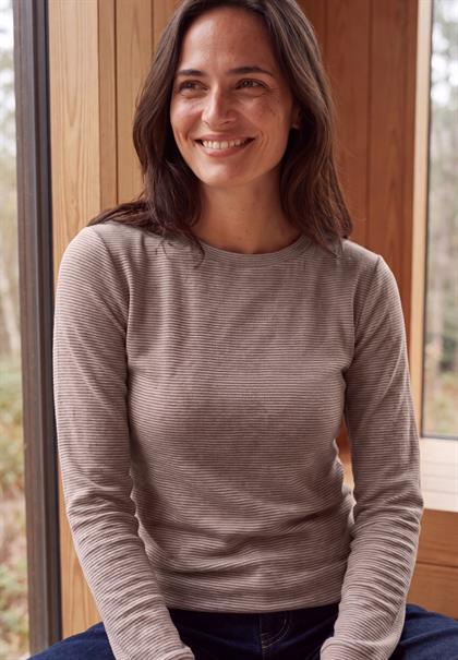 Langarm Shirt mit schmalem Streifenmuster mocha brown