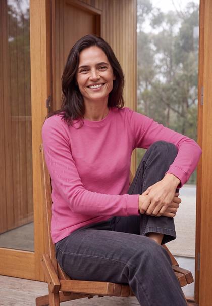 Langarm Shirt mit schmalem Streifenmuster pink flash