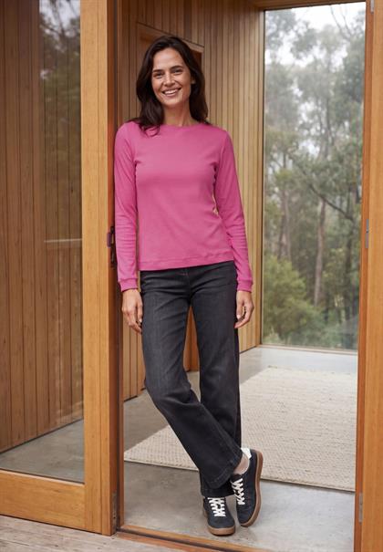 Langarm Shirt mit schmalem Streifenmuster pink flash