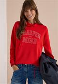 Langarm Shirt mit Stehkragen und Wording flame red