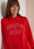 Langarm Shirt mit Stehkragen und Wording flame red