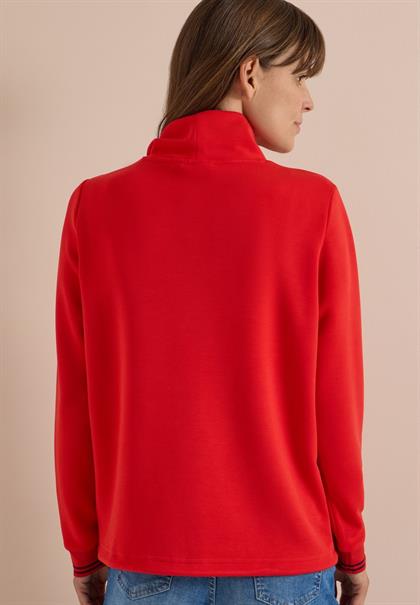 Langarm Shirt mit Stehkragen und Wording flame red