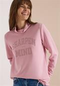 Langarm Shirt mit Stehkragen und Wording mellow rose