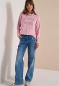 Langarm Shirt mit Stehkragen und Wording mellow rose