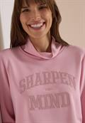 Langarm Shirt mit Stehkragen und Wording mellow rose