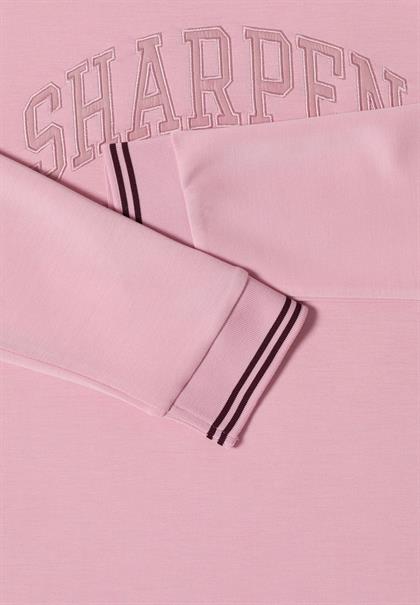 Langarm Shirt mit Stehkragen und Wording mellow rose