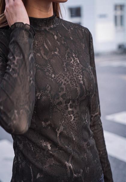 Langarm Shirt mit Turtle Neck charred brown
