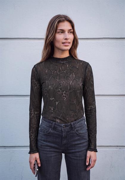 Langarm Shirt mit Turtle Neck charred brown