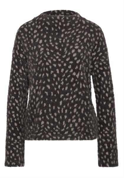 Langarm Shirt mit Turtle Neck und Muster black coffee