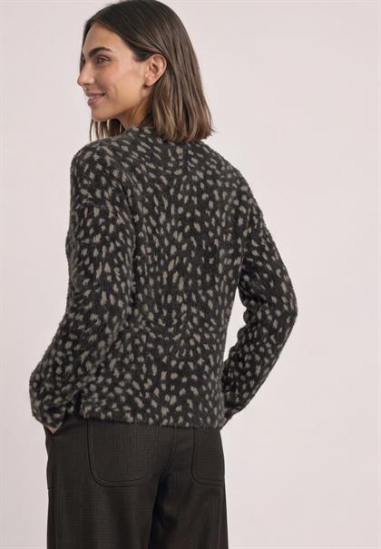 Langarm Shirt mit Turtle Neck und Muster black coffee