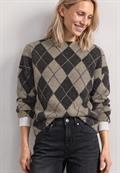 Langarm Shirt mit Turtle Neck und Muster clay sand