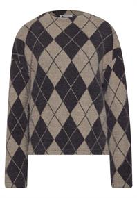 Langarm Shirt mit Turtle Neck und Muster clay sand