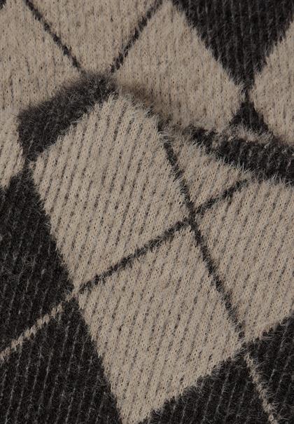 Langarm Shirt mit Turtle Neck und Muster clay sand