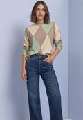 Langarm Shirt mit Turtle Neck und Muster eucalyptus green