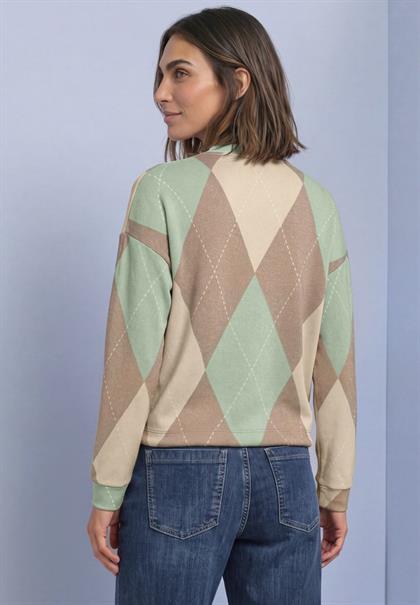 Langarm Shirt mit Turtle Neck und Muster eucalyptus green