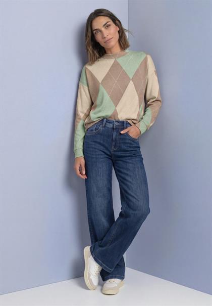 Langarm Shirt mit Turtle Neck und Muster eucalyptus green