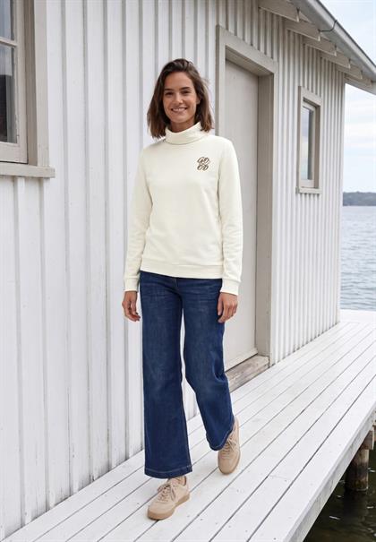 Langarm Shirt mit Turtle Neck und Print vanilla white