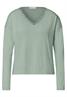 Langarm Shirt mit V-Neck und Spitzendetail eucalyptus green