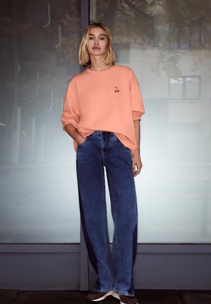 Langarm Sweatshirt mit Backprint soft tangurine