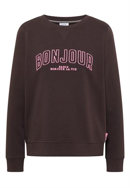Langarm Sweatshirt mit Stickerei macchiato brown