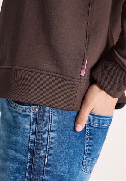 Langarm Sweatshirt mit Stickerei macchiato brown