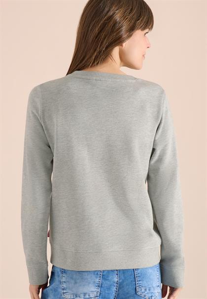 Langarm Sweatshirt mit Stickerei milky grey melange