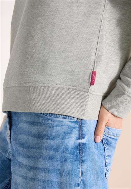 Langarm Sweatshirt mit Stickerei milky grey melange