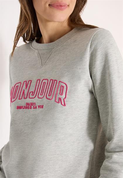 Langarm Sweatshirt mit Stickerei milky grey melange