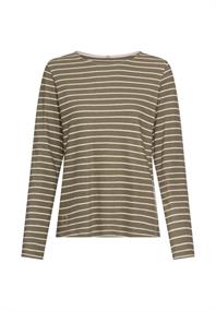 Langarm-T-Shirt aus Bio-Baumwolle shadow khaki stripes