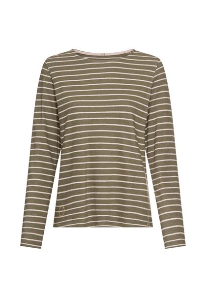 Langarm-T-Shirt aus Bio-Baumwolle shadow khaki stripes
