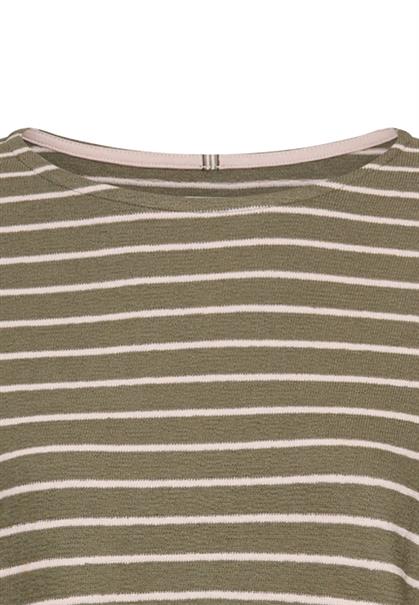 Langarm-T-Shirt aus Bio-Baumwolle shadow khaki stripes
