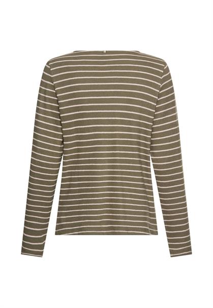 Langarm-T-Shirt aus Bio-Baumwolle shadow khaki stripes