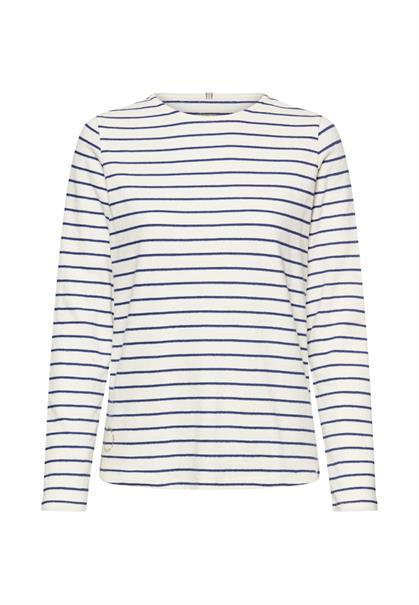 Langarm-T-Shirt aus reiner Baumwolle indigo blue- milk wh