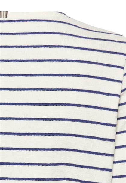 Langarm-T-Shirt aus reiner Baumwolle indigo blue- milk wh