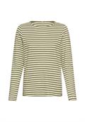 Langarm T-Shirt aus reiner Baumwolle mit Rundhals und seitlichen Schlitzen shadow khaki stripes