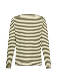 Langarm T-Shirt aus reiner Baumwolle mit Rundhals und seitlichen Schlitzen shadow khaki stripes
