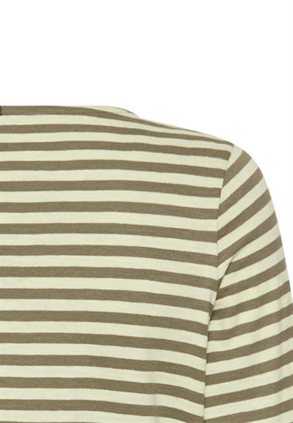 Langarm T-Shirt aus reiner Baumwolle mit Rundhals und seitlichen Schlitzen shadow khaki stripes