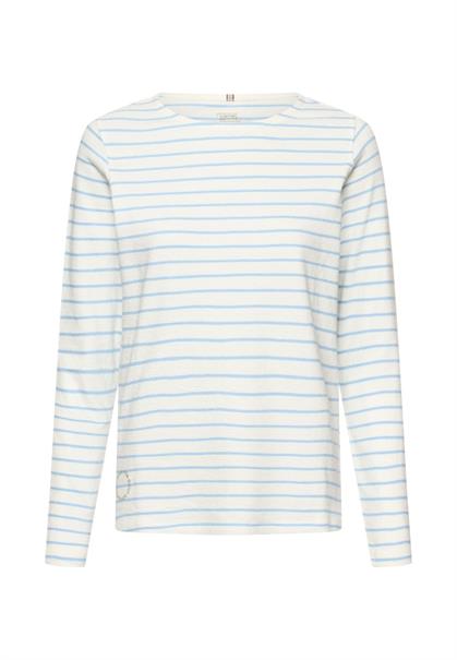 Langarm-T-Shirt aus reiner Baumwolle soft blue- milk whit