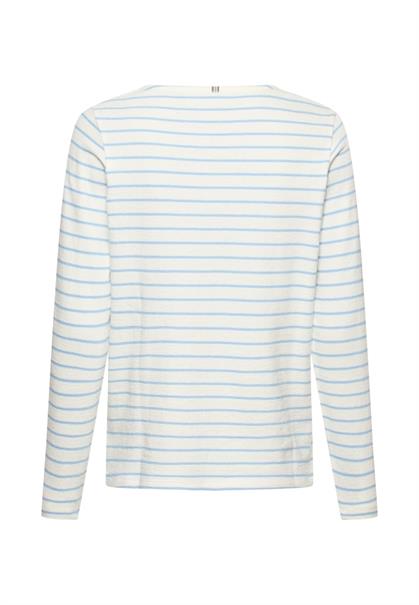 Langarm-T-Shirt aus reiner Baumwolle soft blue- milk whit