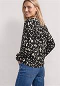 Langarm Tunika mit Split Neck und Reh-Print black