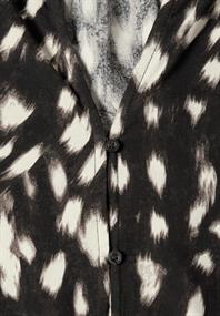 Langarm Tunika mit Split Neck und Reh-Print black
